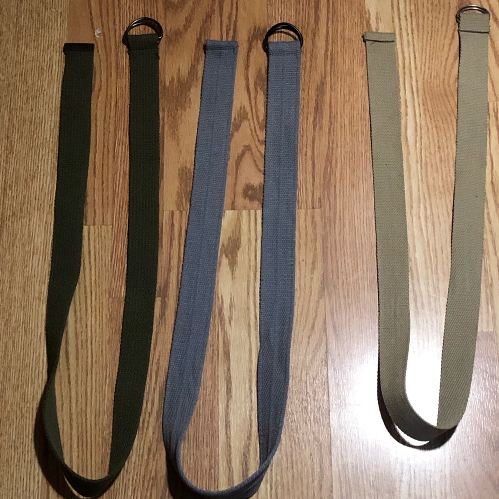 Belts! Colors army green, tan and gray
